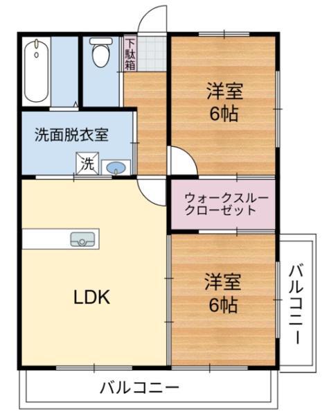 ペアレント2(2LDK/6階)の間取り写真