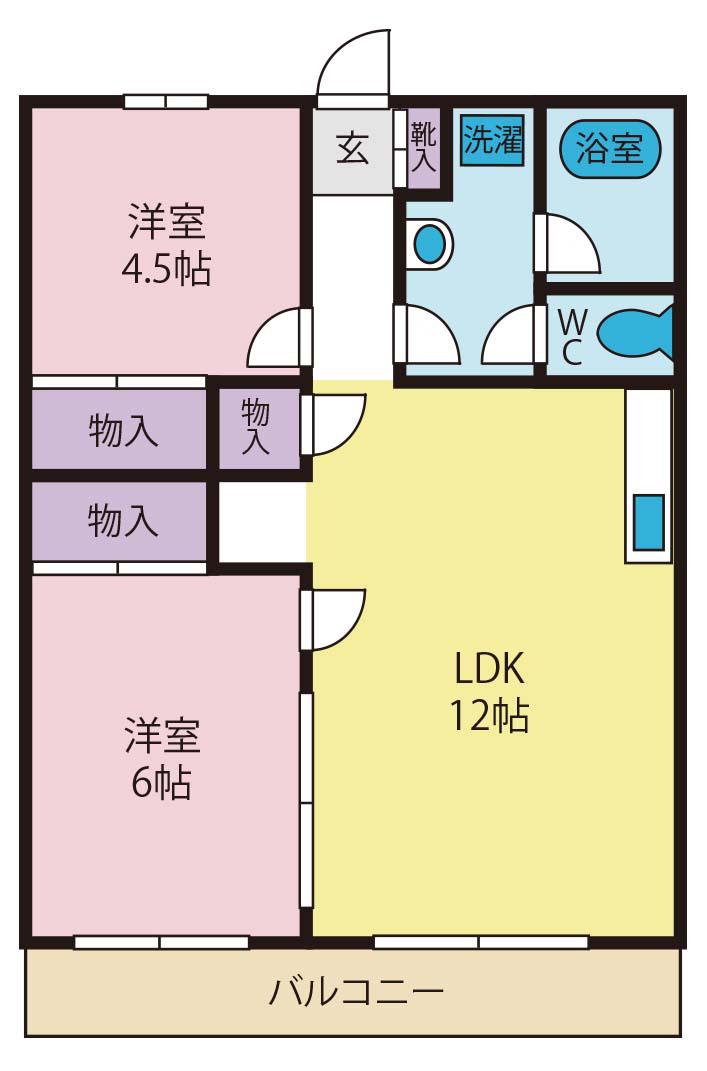 ベルウッド(2LDK/2階)の間取り写真