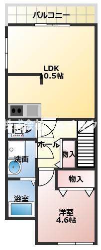 メティーア(1LDK/2階)の間取り写真