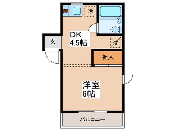 S&F ガーデンハウス(1DK/2階)の間取り写真