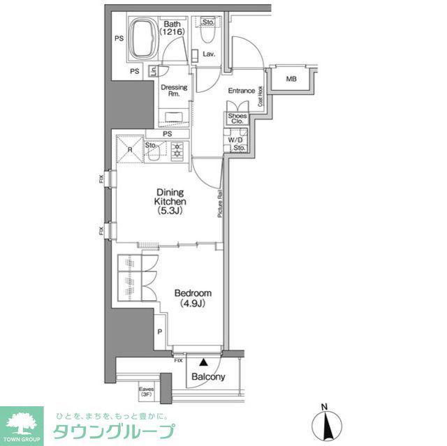ザ・パークハビオSOHO新宿御苑(1DK/10階)の間取り写真