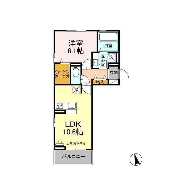 D-ROOM サンプラウド藤(1LDK/3階)の間取り写真