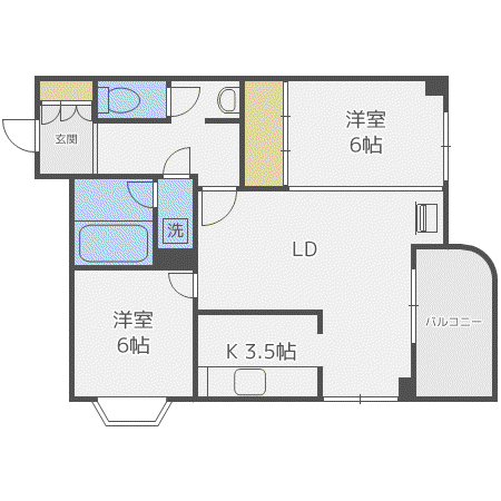 メゾンドブーケパーク(2LDK/3階)の間取り写真