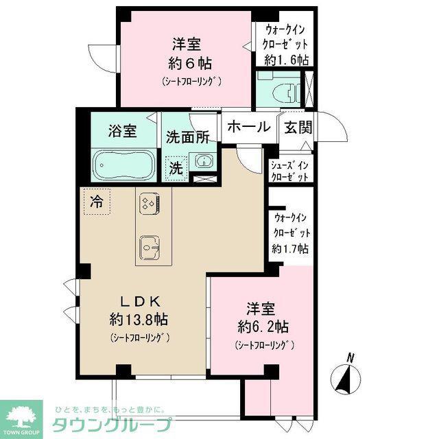 東京メトロ南北線 麻布十番駅 徒歩8分 5階建 築1年(2LDK/4階)の間取り写真