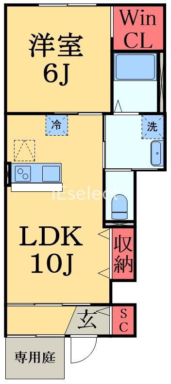 ウィズダム スタイル(1LDK/1階)の間取り写真