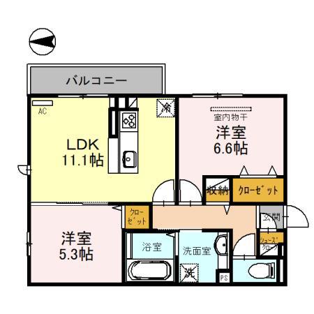 カーサアイリス(2LDK/2階)の間取り写真