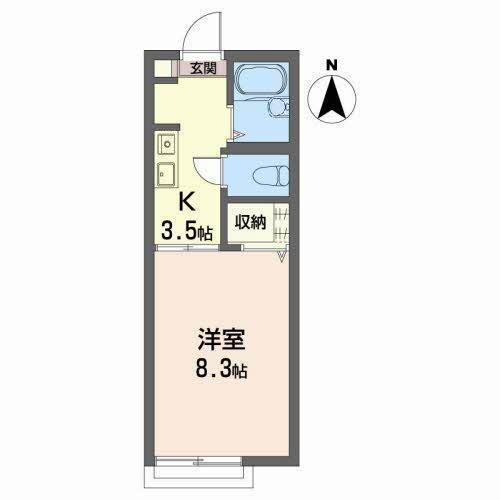 千秋コーポ駅東(1K/2階)の間取り写真