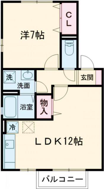 フローラ陽だまりの丘(1LDK/1階)の間取り写真