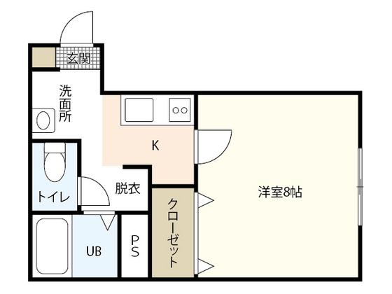 エレガンテ城内(1K/1階)の間取り写真