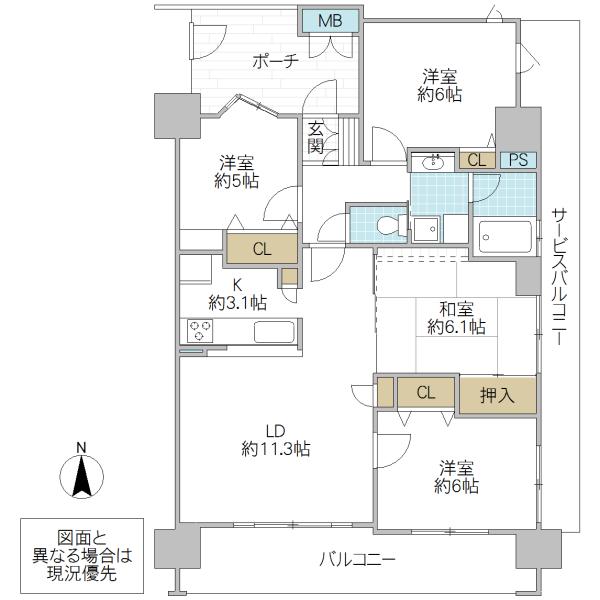 ミレニオつくば万博記念公園(4LDK/15階)の間取り写真