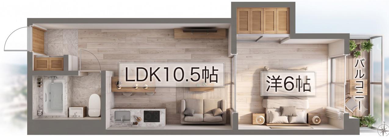 大松己斐ビル(1LDK/6階)の間取り写真