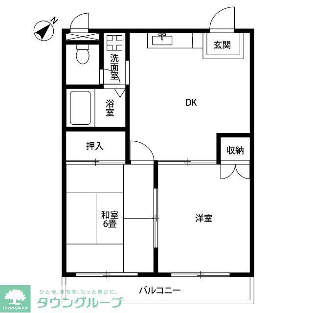 プリメールマンション(2DK/2階)の間取り写真