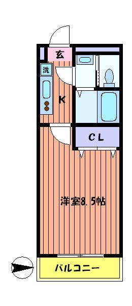 プレステージ立川(1K/4階)の間取り写真