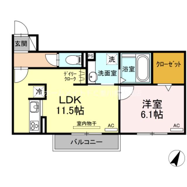 ヴィラ・ロワイヤル 六番館(1LDK/3階)の間取り写真