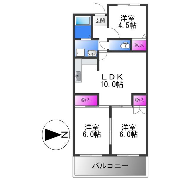 ラビスタ志紀(3LDK/2階)の間取り写真
