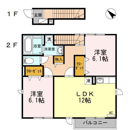グレイス B(2LDK/2階)の間取り写真
