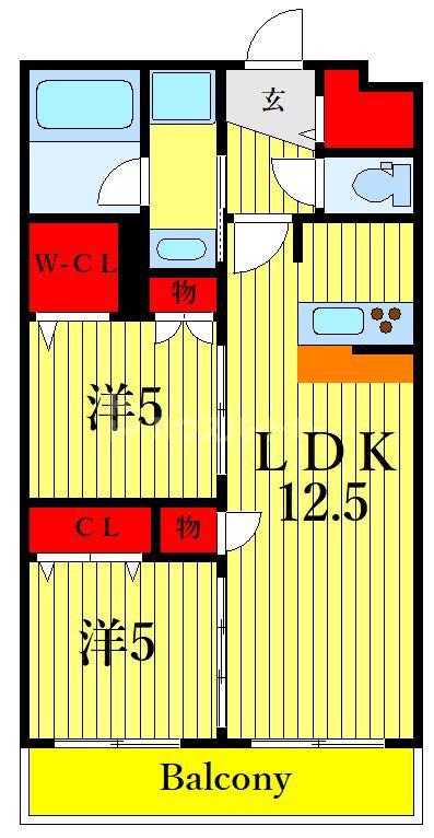 へーベルメゾン西葛西 W(2LDK/2階)の間取り写真
