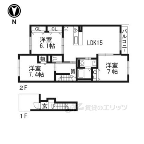 ドゥ・パルタージュ(3LDK/2階)の間取り写真