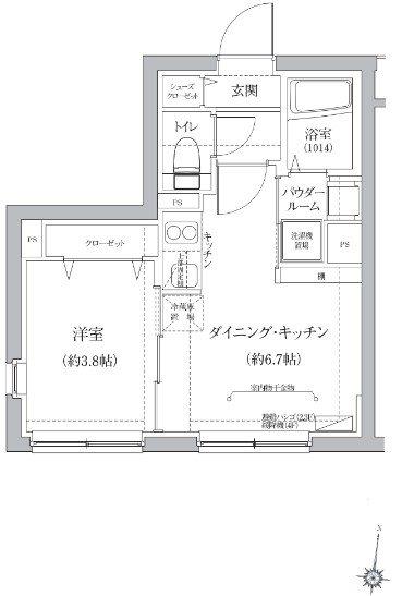 ベルシードステアー品川荏原(1DK/3階)の間取り写真