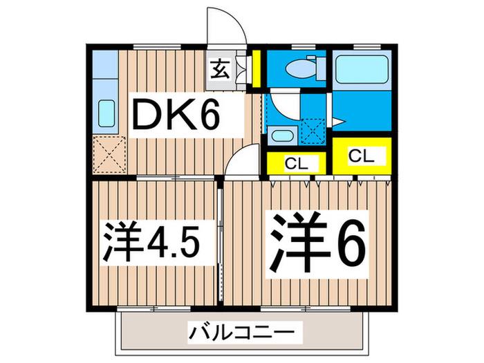 グリーンパーク(2DK/2階)の間取り写真