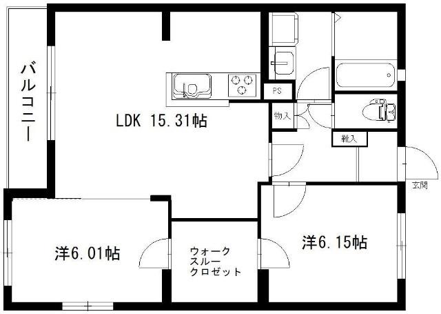 ノルド ラート(2LDK/2階)の間取り写真