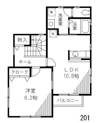 マノワール(1LDK/2階)の間取り写真