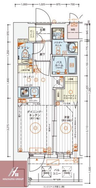 エステムコート新大阪パルス(1DK/7階)の間取り写真