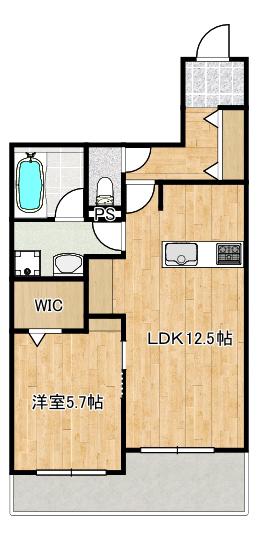 中野島ヘーベルメゾン(1LDK/1階)の間取り写真