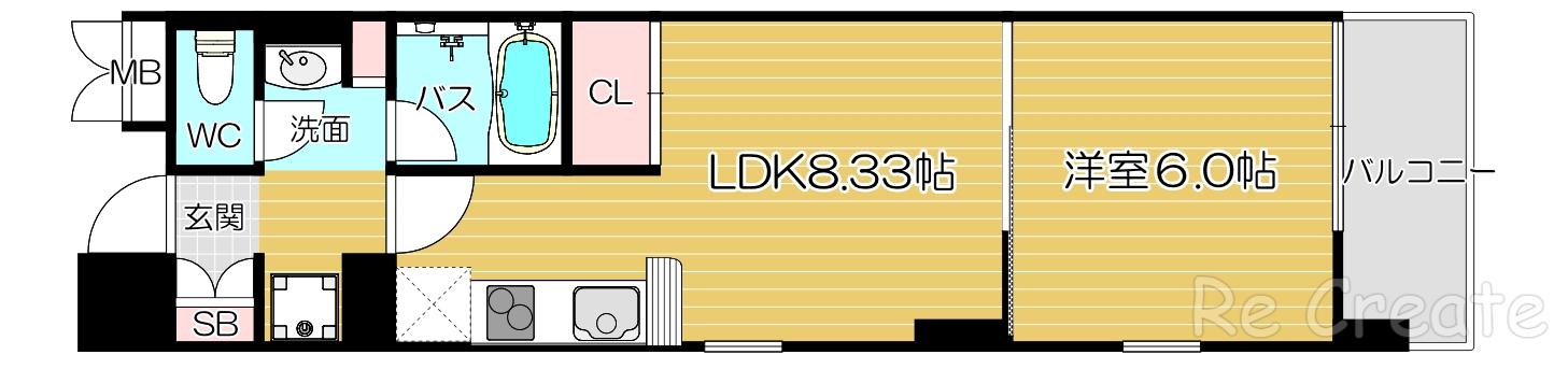 コンソラーレ上町台II(1LDK/4階)の間取り写真