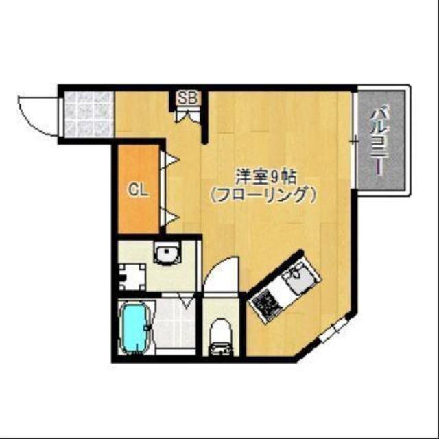 アマン下山門B(ワンルーム/3階)の間取り写真
