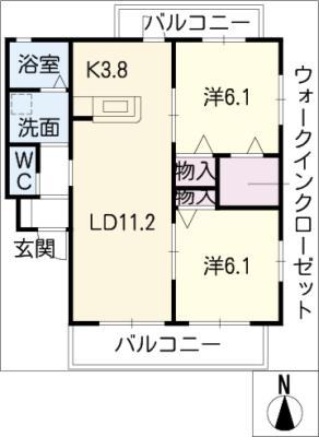 メープル・マ・メゾン(2LDK/1階)の間取り写真