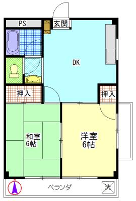 田中マンション(2DK/2階)の間取り写真