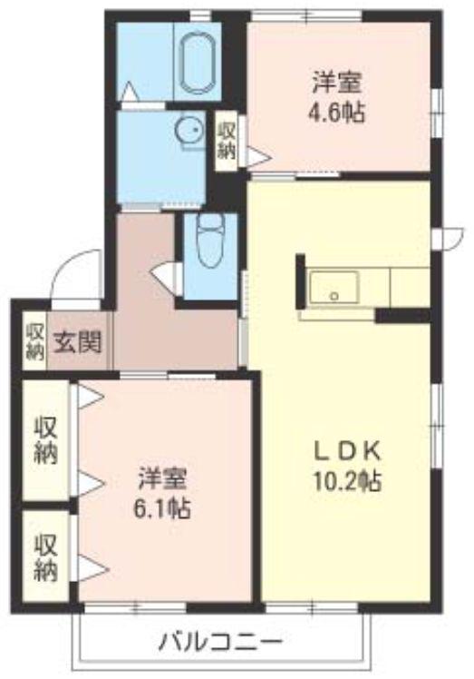 イーグル山手(2LDK/2階)の間取り写真