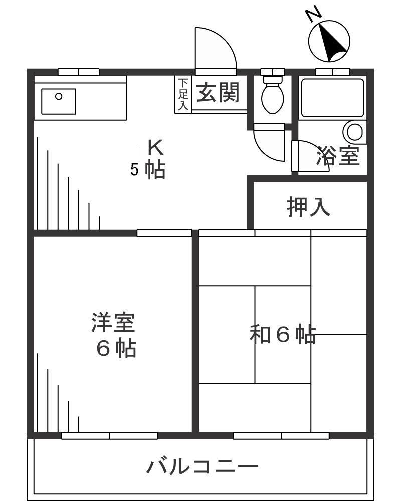 ルミネコーポラス久末(2K/2階)の間取り写真