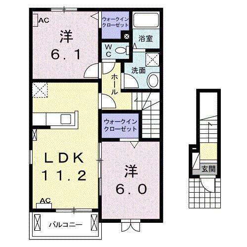 ルミエールII(2LDK/2階)の間取り写真