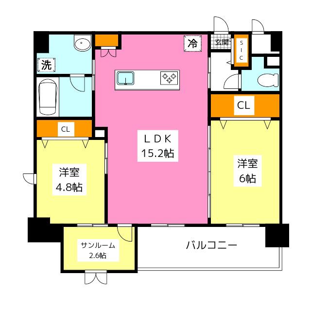ABELIA GLANZ (2LDK/2階)の間取り写真