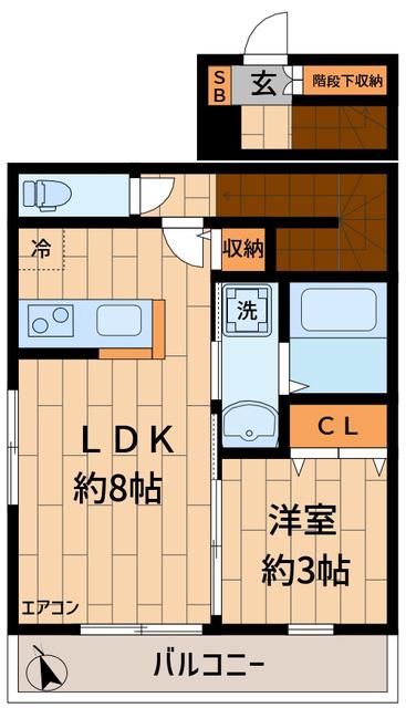 ANNEX JUN(1LDK/2階)の間取り写真