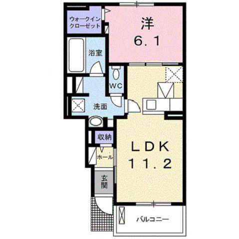 ティアラIII(1LDK/1階)の間取り写真