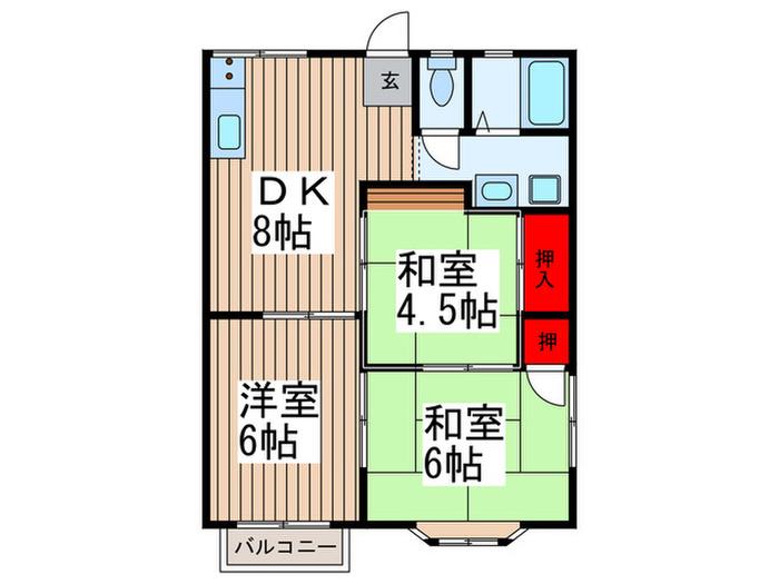 サンアルカディア(3DK/1階)の間取り写真