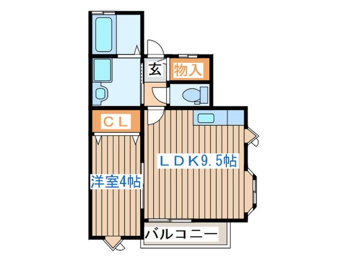 CREA八木山(1LDK/1階)の間取り写真