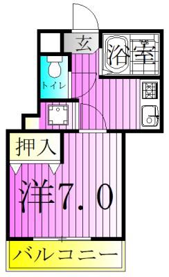 第1アサヒハイツ(1K/3階)の間取り写真