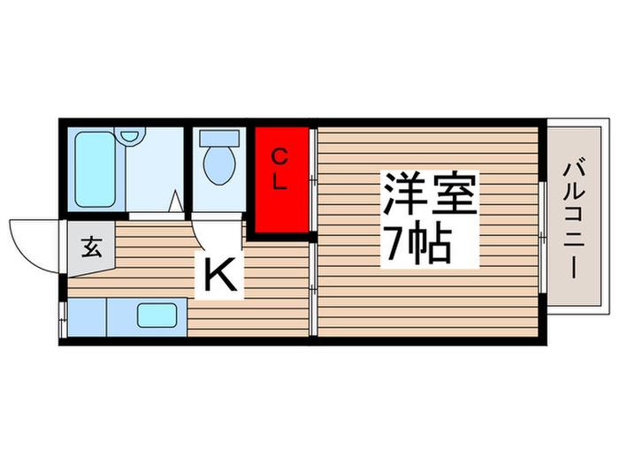 ディアコートサカエII(1K/1階)の間取り写真