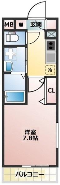 ラ パーチェ S(1K/2階)の間取り写真