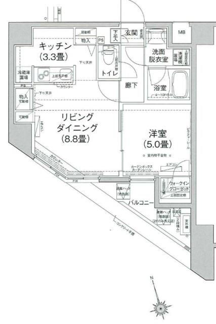 アイル グランデ押上イースト(1LDK/7階)の間取り写真