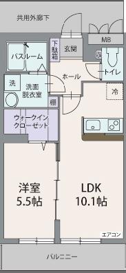 ザ・ハウス2(1LDK/3階)の間取り写真