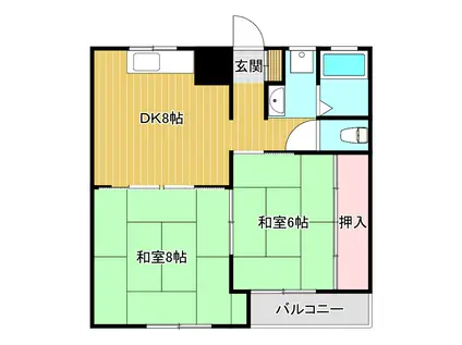 レジデンス中山II(2DK/2階)の間取り写真