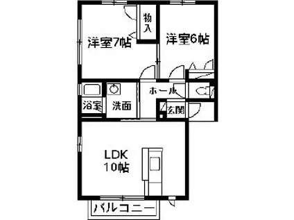 クレストコートA(2LDK/2階)の間取り写真