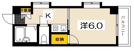 ロイヤルシティ隅の浜(1DK/3階)の間取り写真