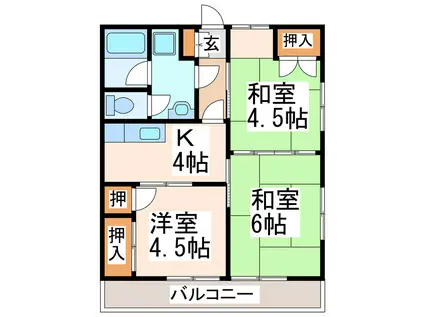 サングリーン徳永(3K/2階)の間取り写真