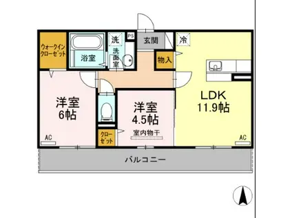 エスポアールタカムラIII(2LDK/2階)の間取り写真